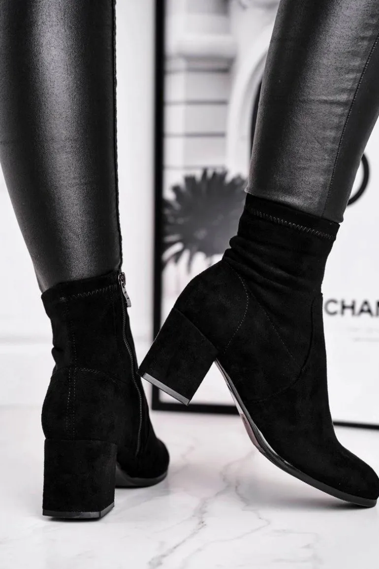 Botki Damskie Czarne Zamszowe Merducio