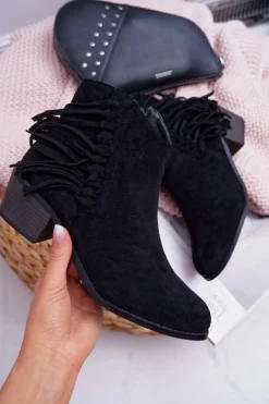 Botki Damskie Kowbojki Czarne Agnes