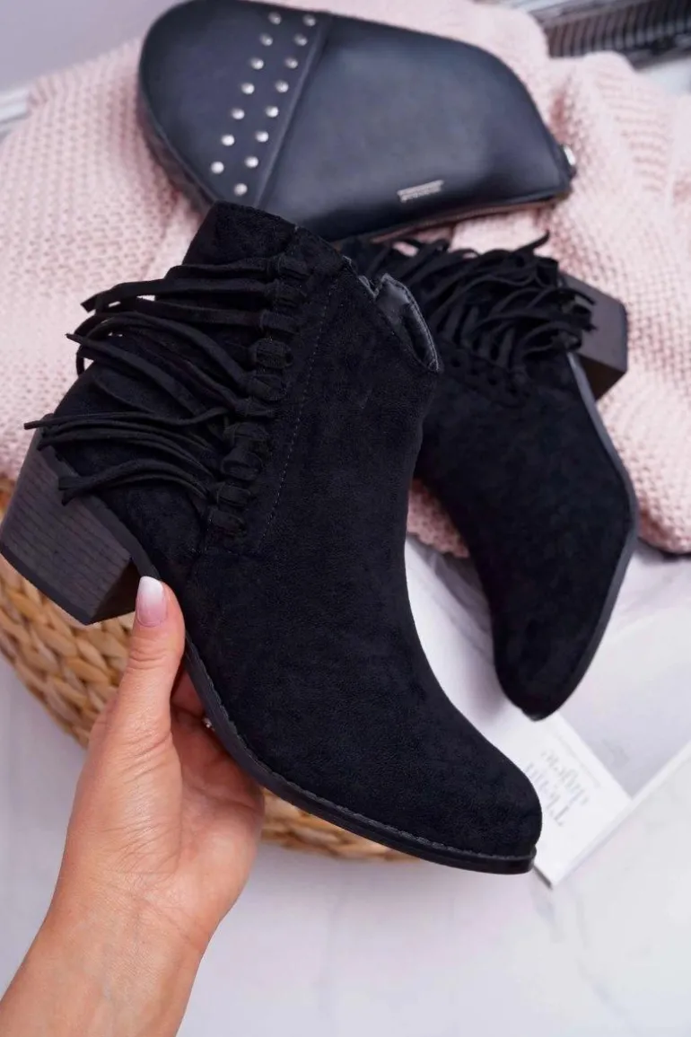 Botki Damskie Kowbojki Czarne Agnes