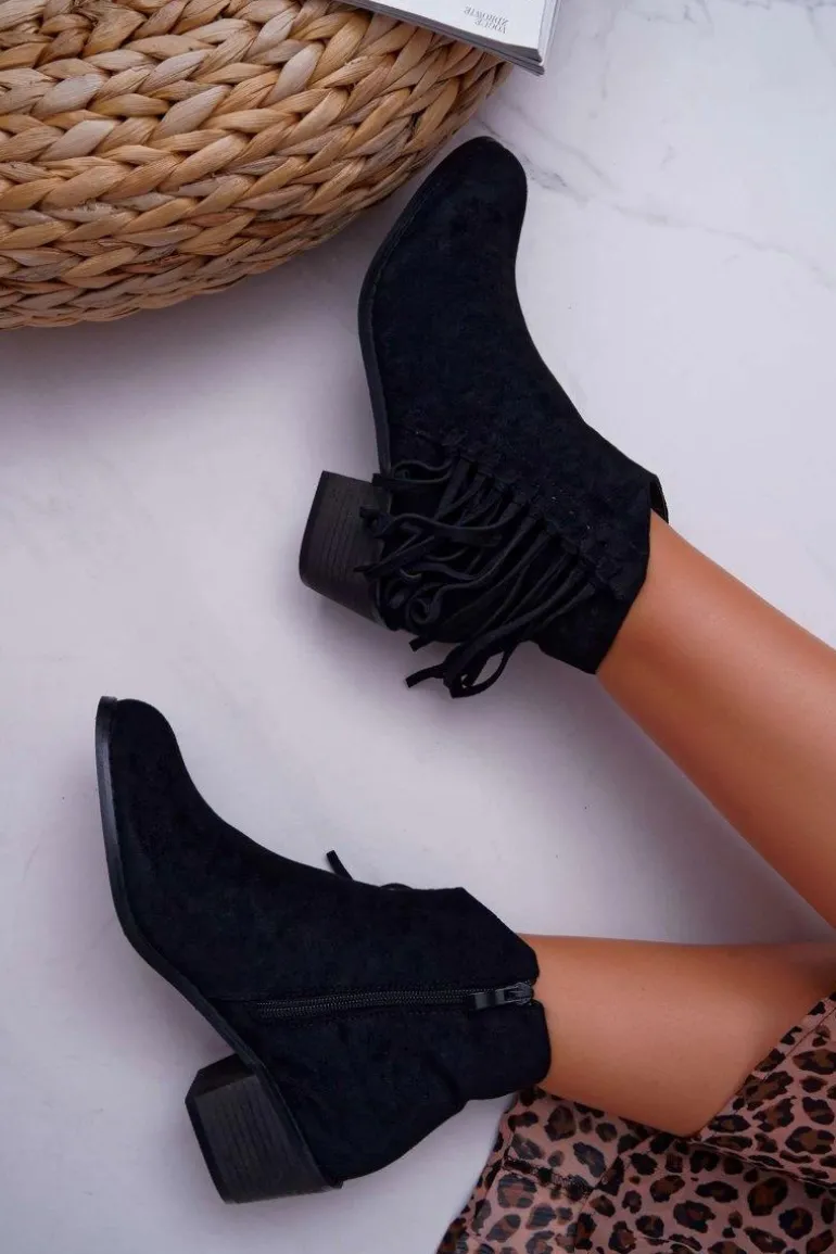 Botki Damskie Kowbojki Czarne Agnes