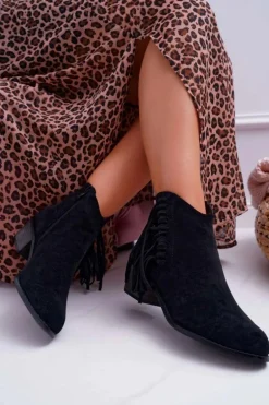 Botki Damskie Kowbojki Czarne Agnes