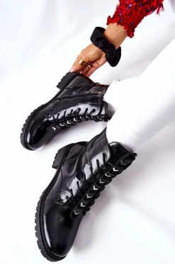 Botki Damskie Lakierowane Czarne Myroe