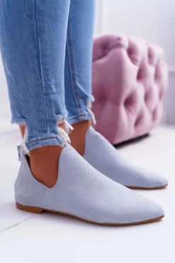 Botki Damskie Lu Boo Z Wycięciami Błękitne Chelsea