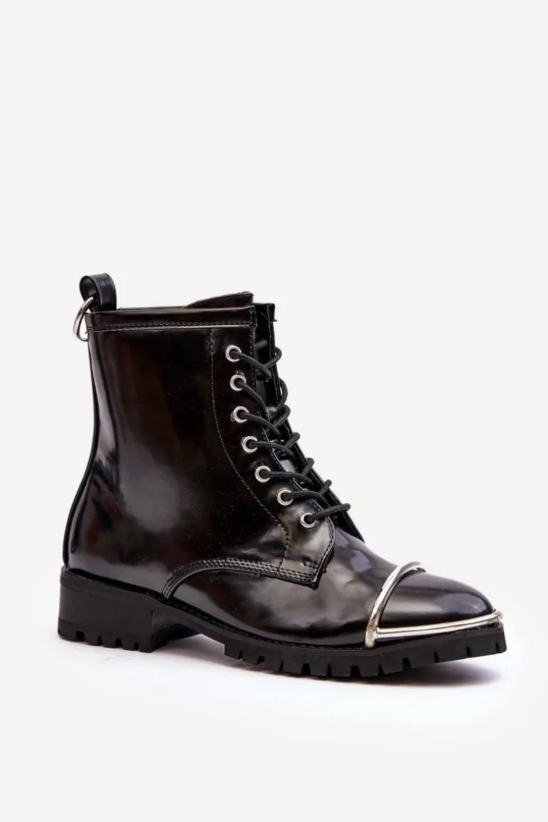 Botki Damskie Lu Boo Czarne Workery ze Stalową Oprawą Jacksy