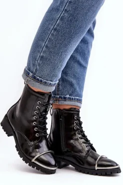 Botki Damskie Lu Boo Czarne Workery ze Stalową Oprawą Jacksy