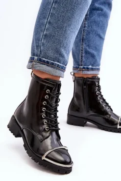 Botki Damskie Lu Boo Czarne Workery ze Stalową Oprawą Jacksy