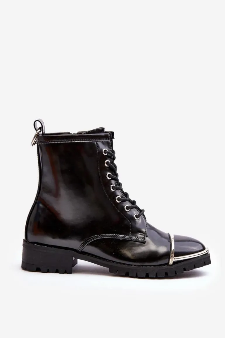 Botki Damskie Lu Boo Czarne Workery ze Stalową Oprawą Jacksy