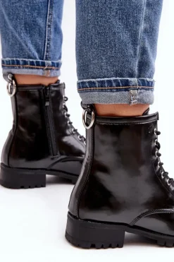 Botki Damskie Lu Boo Czarne Workery ze Stalową Oprawą Jacksy