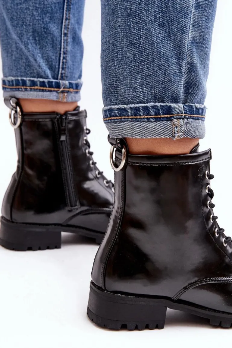 Botki Damskie Lu Boo Czarne Workery ze Stalową Oprawą Jacksy