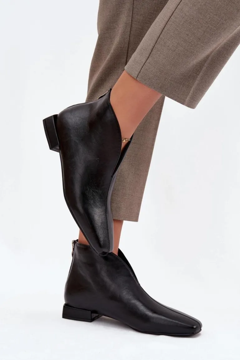 Botki Damskie Na Delikatnym Obcasie Czarne Elvienne