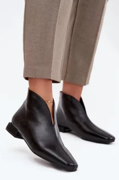 Botki Damskie Na Delikatnym Obcasie Czarne Elvienne