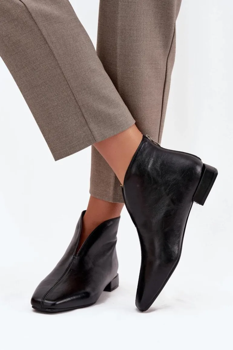 Botki Damskie Na Delikatnym Obcasie Czarne Elvienne