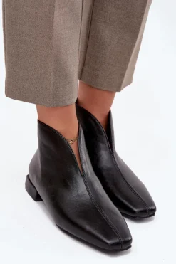 Botki Damskie Na Delikatnym Obcasie Czarne Elvienne
