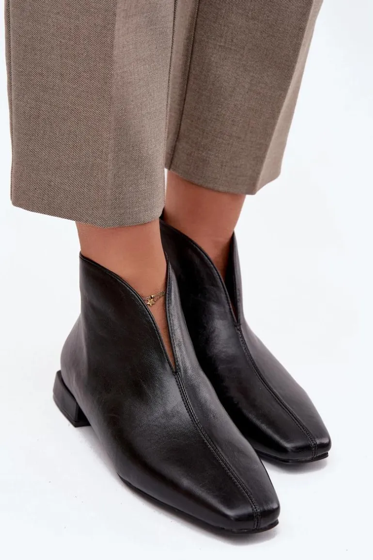 Botki Damskie Na Delikatnym Obcasie Czarne Elvienne