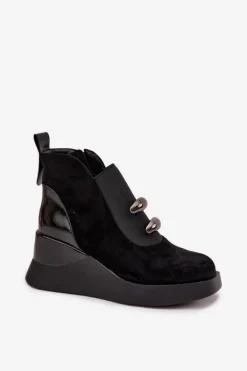 Botki Damskie Na Koturnie D&A MR52-106 Czarne