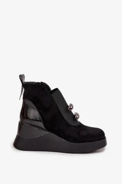 Botki Damskie Na Koturnie D&A MR52-106 Czarne