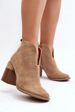Botki Damskie Na Masywnym Obcasie Beżowe Nolira