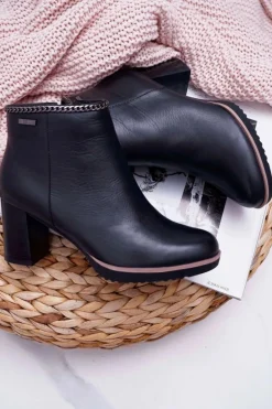 Botki Damskie Na Obcasie Skóra Big Star Czarne BB274618