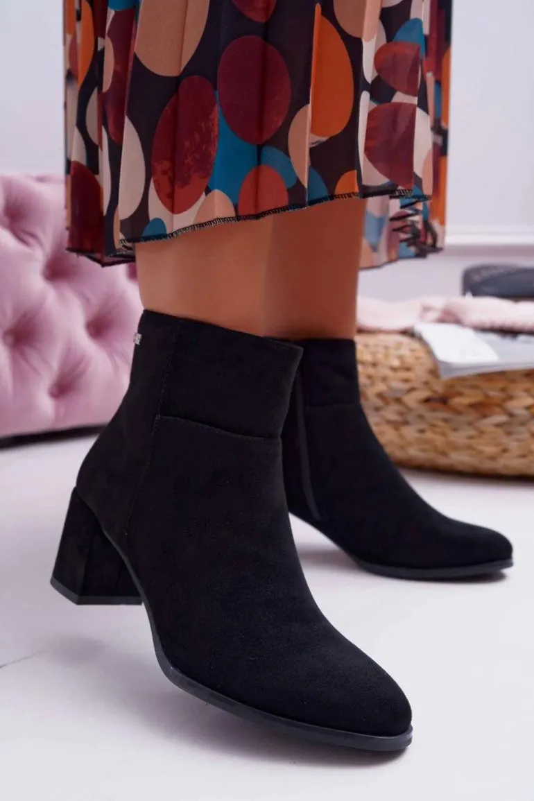 Botki Damskie Na Obcasie Sergio Leone Czarne BT522