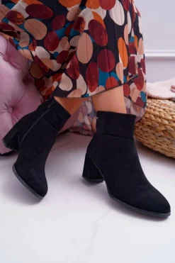 Botki Damskie Na Obcasie Sergio Leone Czarne BT522