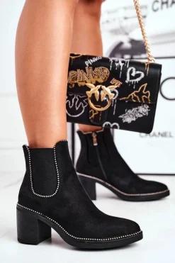 Botki Damskie Na Obcasie Czarne Let Me