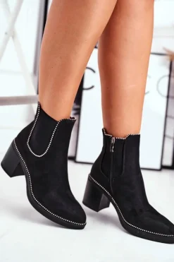 Botki Damskie Na Obcasie Czarne Let Me