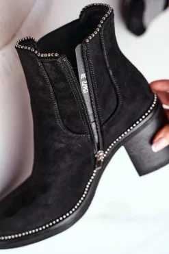 Botki Damskie Na Obcasie Czarne Let Me