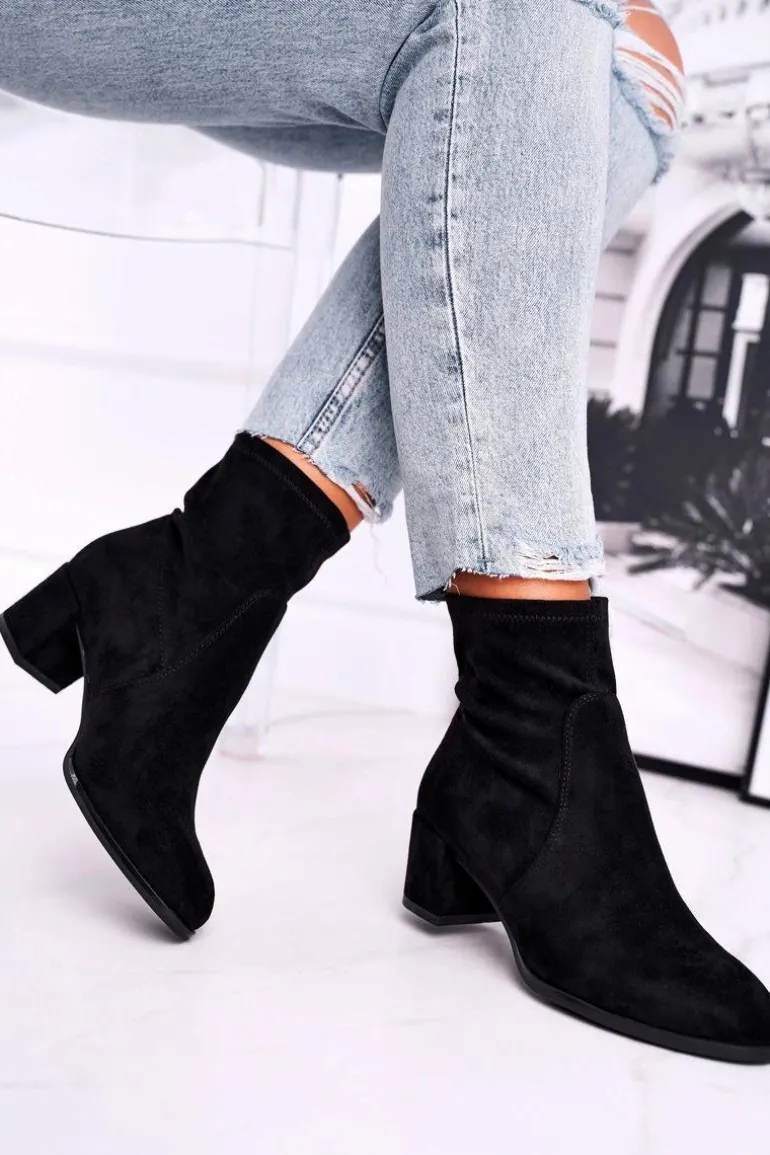 Botki Damskie Na Obcasie Sergio Leone Czarne BT151