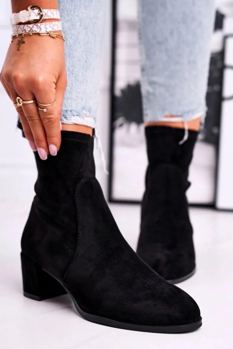 Botki Damskie Na Obcasie Sergio Leone Czarne BT151