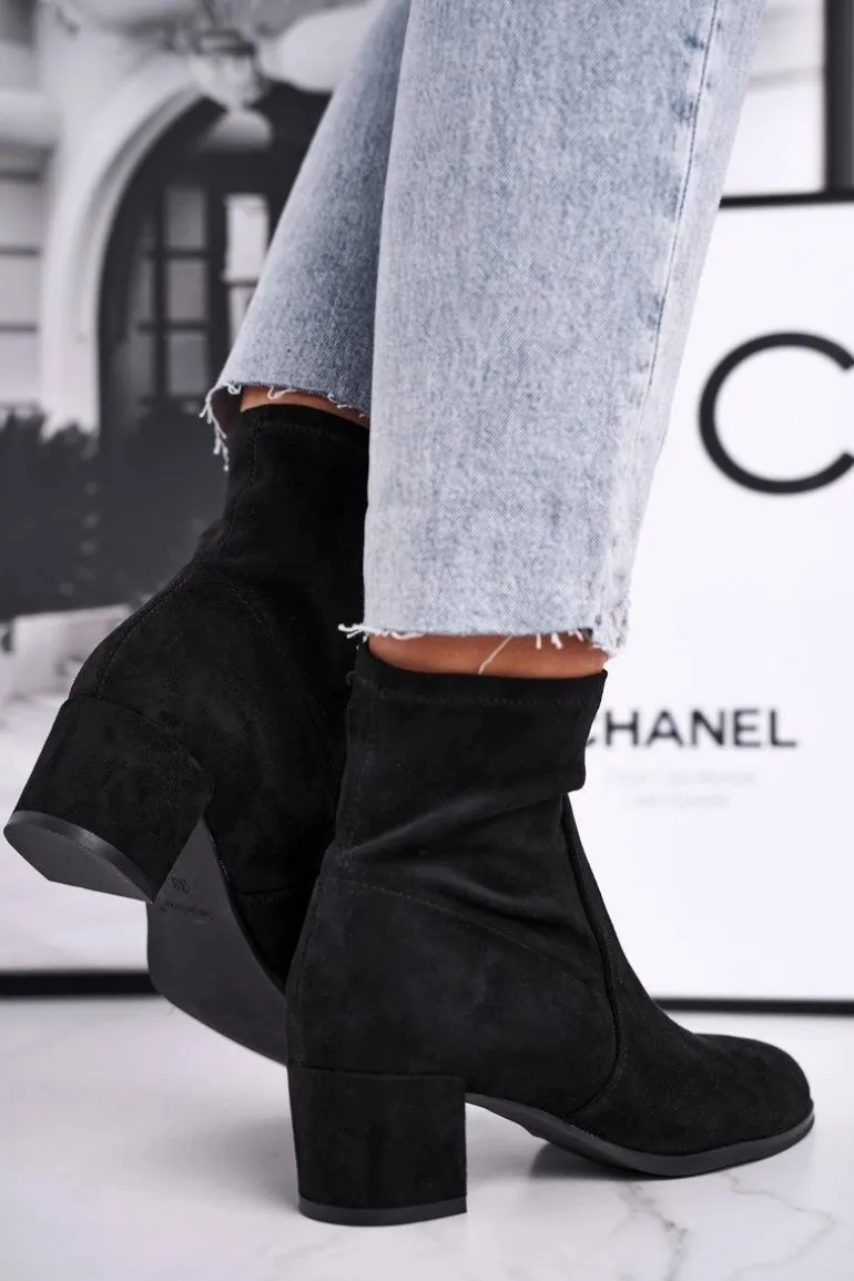 Botki Damskie Na Obcasie Sergio Leone Czarne BT151