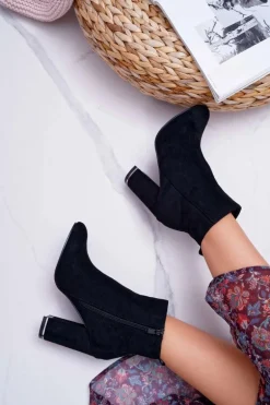 Botki Damskie Na Obcasie Czarne Sadie