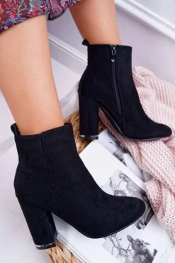 Botki Damskie Na Obcasie Czarne Sadie
