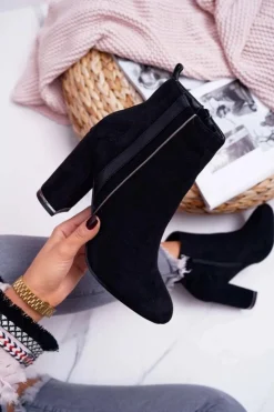 Botki Damskie Na Obcasie Czarne Domeno