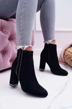 Botki Damskie Na Obcasie Czarne Domeno
