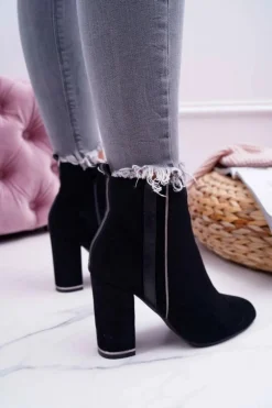 Botki Damskie Na Obcasie Czarne Domeno