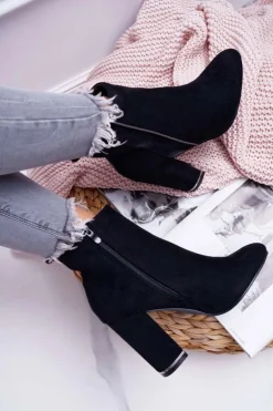 Botki Damskie Na Obcasie Czarne Domeno