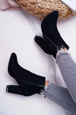 Botki Damskie Na Obcasie Czarne Domeno