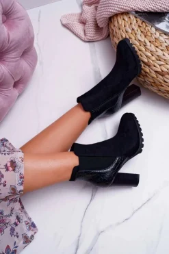 Botki Damskie Na Obcasie Czarne Mondego