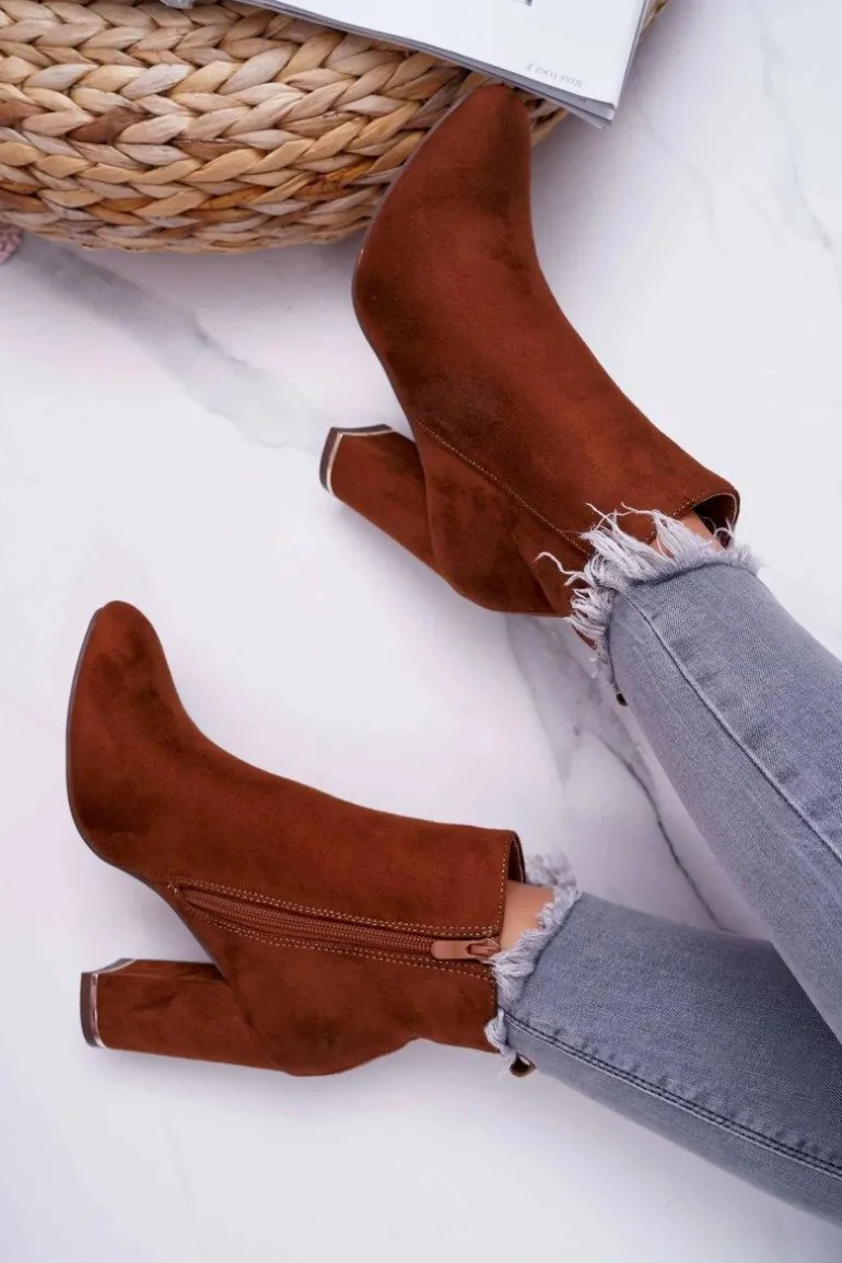 Botki Damskie Na Obcasie Camel Sadie