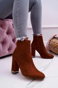 Botki Damskie Na Obcasie Camel Sadie