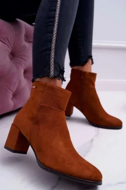 Botki Damskie Na Obcasie Sergio Leone Camel BT522