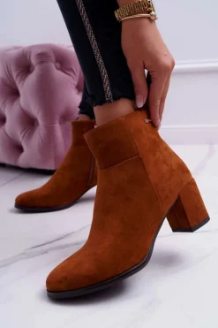 Botki Damskie Na Obcasie Sergio Leone Camel BT522