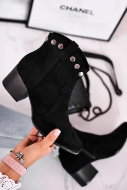 Botki Damskie Na Obcasie Sergio Leone Czarne BT617