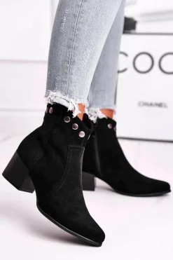 Botki Damskie Na Obcasie Sergio Leone Czarne BT617