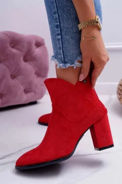 Botki Damskie Na Obcasie Sergio Leone Czerwone BT525