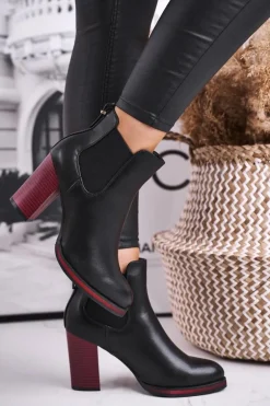 Botki Damskie Na Obcasie Sergio Leone Czarne BT538