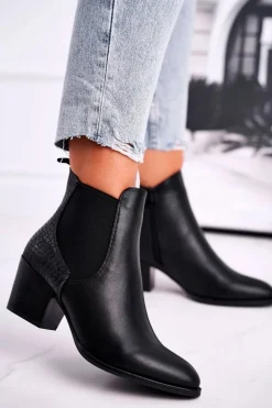 Botki Damskie Na Obcasie Sergio Leone Czarne BT613