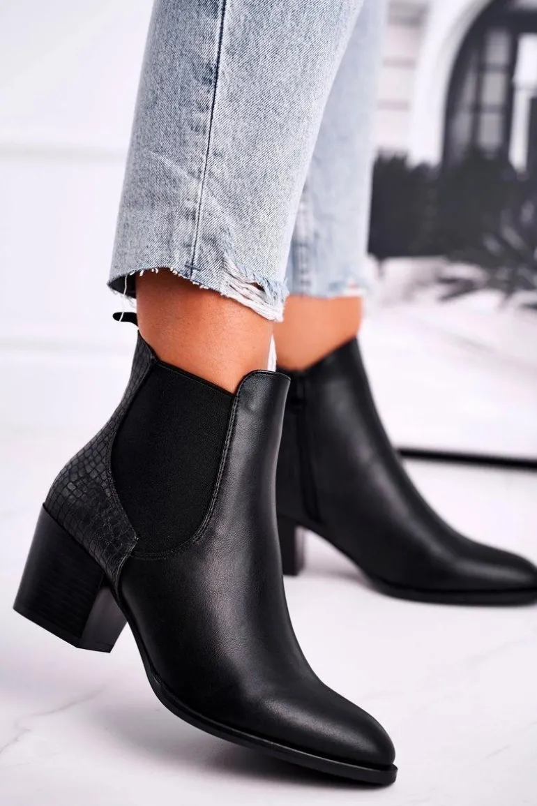 Botki Damskie Na Obcasie Sergio Leone Czarne BT613