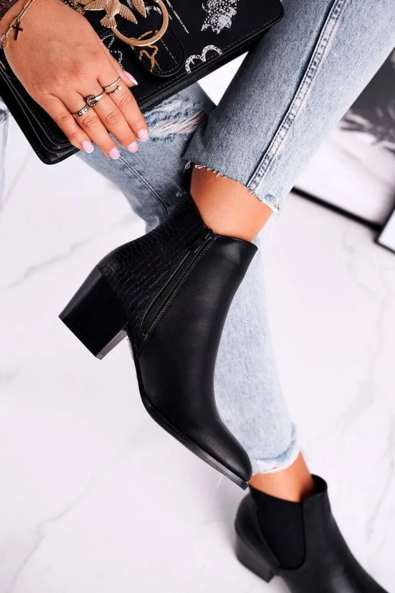 Botki Damskie Na Obcasie Sergio Leone Czarne BT613