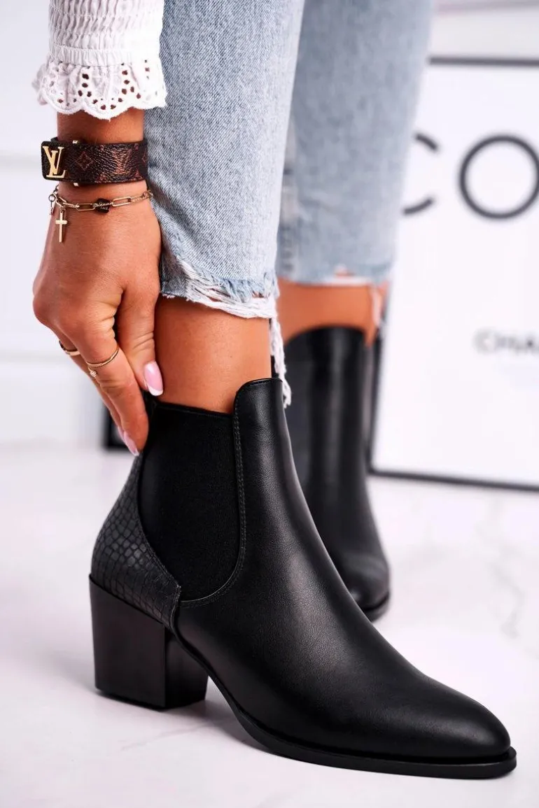 Botki Damskie Na Obcasie Sergio Leone Czarne BT613